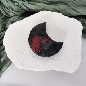 African Bloodstone Moon Crystal Carving